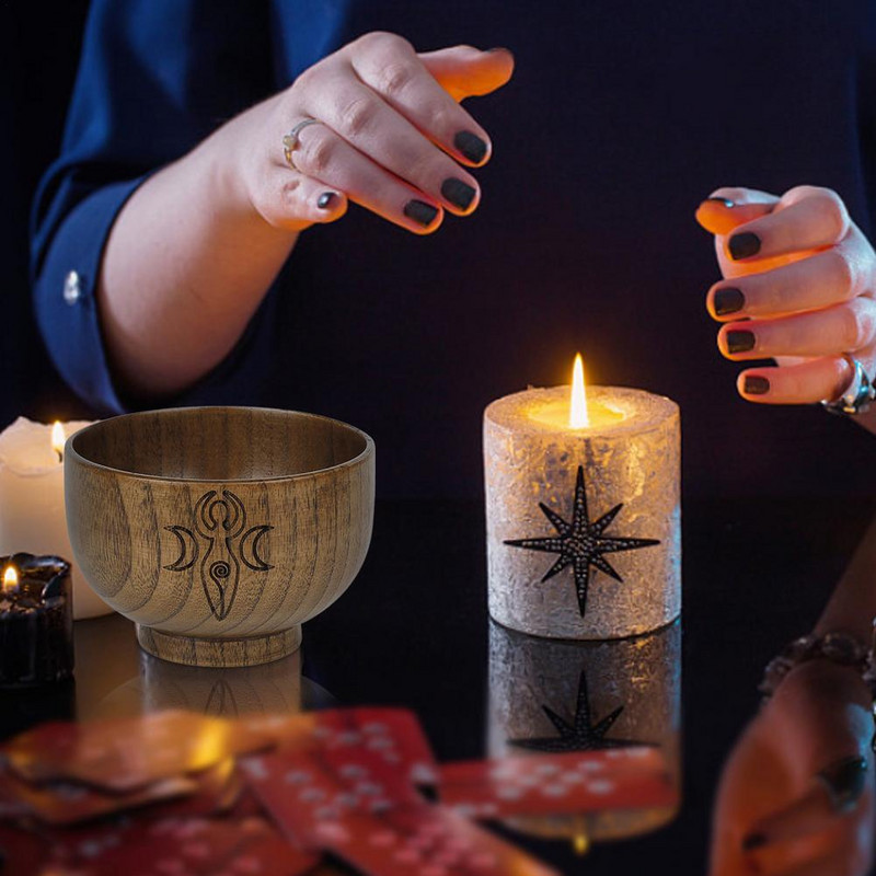 Oltárová misa Ručne vyrobené drevené misky Rituálny riad Obrad Mesiac Veštenie Astrologický nástroj Stolová hra pre veštenie z čarodejníctva