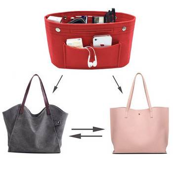 Obag Вътрешна чанта от филц Дамска модна дамска чанта с множество джобове Органайзер за съхранение на козметика Чанти Чанти за багаж Аксесоари