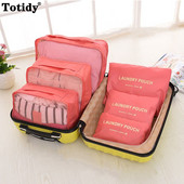 Комплект от 6 части Органайзер за пътуване Чанти за съхранение Куфар Опаковъчен комплект Калъфи за съхранение Преносим органайзер за багаж Дрехи Подредена торбичка