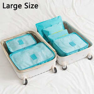 Комплект от 6 части Органайзер за пътуване Чанти за съхранение Куфар Опаковъчен комплект Калъфи за съхранение Преносим органайзер за багаж Дрехи Подредена торбичка