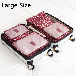 Комплект от 6 части Органайзер за пътуване Чанти за съхранение Куфар Опаковъчен комплект Калъфи за съхранение Преносим органайзер за багаж Дрехи Подредена торбичка