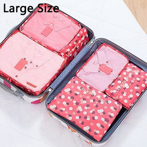 Комплект от 6 части Органайзер за пътуване Чанти за съхранение Куфар Опаковъчен комплект Калъфи за съхранение Преносим органайзер за багаж Дрехи Подредена торбичка