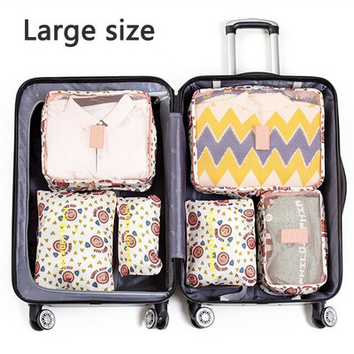 Комплект от 6 части Органайзер за пътуване Чанти за съхранение Куфар Опаковъчен комплект Калъфи за съхранение Преносим органайзер за багаж Дрехи Подредена торбичка