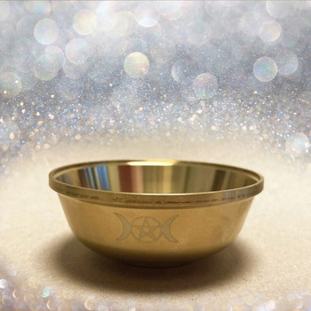 W3JE Altar Bowl Ritual επιχρυσωμένο επιτραπέζιο σκεύος τελετή μαντείας φεγγαριού αστρολογικό εργαλείο Witchcraft Prop Προμήθειες