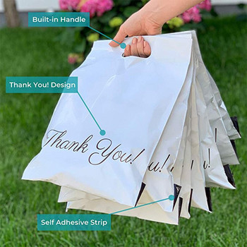 10 τμχ 100% Νέο Υλικό Ευχαριστώ Tote Express Courier Αυτοσφραγιζόμενη θήκη Φορητή πλαστική πλαστική πολυ φάκελος παπούτσια Ταχυδρομική τσάντα δώρου