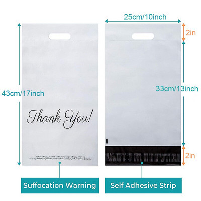 10 бр. 100% нов материал Thank You Tote Express Courier Самозапечатваща се торбичка Преносим пластмасов полиетиленов плик Обувки Подаръчна пощенска чанта