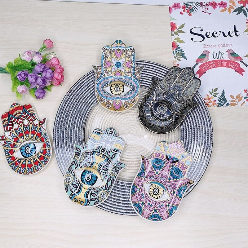 Keramikinis velnio akių papuošalų padėklas arbatinukas padėkliukas papuošalų lėkštė šiaurietiško stiliaus bergamočių palmių padėklo dekoravimas