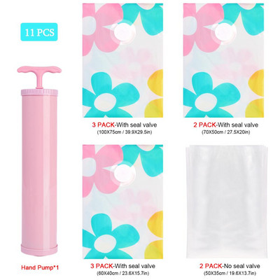 7-11 ks zahustené vákuové úložné vrecko na látkové stlačené vrecká s ručným čerpadlom, opakovane použiteľná deka, oblečenie, organizér na prešívané prikrývky