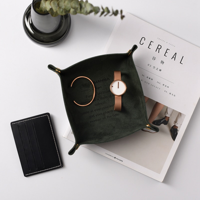 Decor nordic pentru birou, din piele PU, tavă de depozitare, chei, suport pentru monede, cutie de depozitare, articole diverse, farfurie, organizator pliabil pentru vase