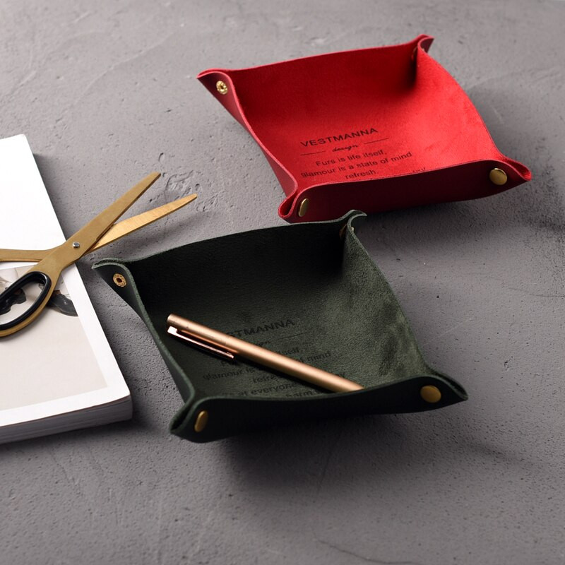 Decor nordic pentru birou, din piele PU, tavă de depozitare, chei, suport pentru monede, cutie de depozitare, articole diverse, farfurie, organizator pliabil pentru vase