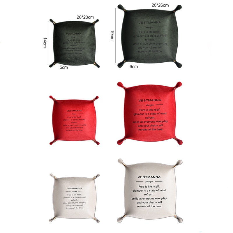 Decor nordic pentru birou, din piele PU, tavă de depozitare, chei, suport pentru monede, cutie de depozitare, articole diverse, farfurie, organizator pliabil pentru vase