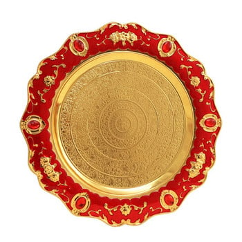 Gold Inlay Relief Craft Plates European Vintage Πιάτα Δείπνου από ανοξείδωτο ατσάλι Τραπεζάκι σαλονιού Διακοσμητικός δίσκος προβολής σνακ