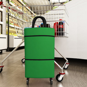 Премиум екологична сгъваема пазарска преносима чанта за количка с колела Оксфорд Мултифункционална чанта за хранителни стоки с голям капацитет
