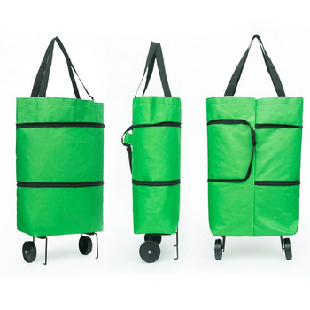 Premium φιλικό προς το περιβάλλον Πτυσσόμενο φορητό ρυμουλκό τσάντα αγορών With Wheels Υφασμάτινη πολυλειτουργική Oxford τσάντα παντοπωλείου μεγάλης χωρητικότητας