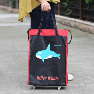 Нова пътна чанта за съхранение Сгъваеми дамски пазарски чанти Чанта за количка за хранителни стоки Чанти с колела Преносима кутия за съхранение Пазарска количка