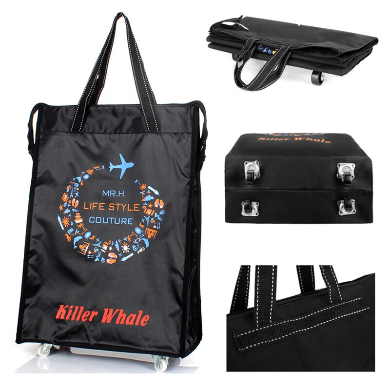 Нова пътна чанта за съхранение Сгъваеми дамски пазарски чанти Чанта за количка за хранителни стоки Чанти с колела Преносима кутия за съхранение Пазарска количка