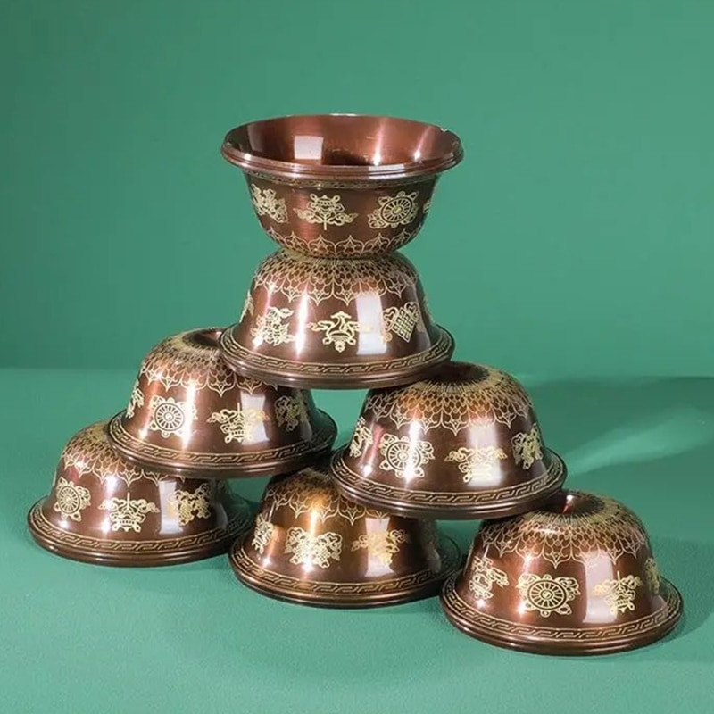 Tibetská bronzová medená misa na pitie, priaznivá svätená voda, šálka mliečneho čaju, veľká malá budhistická misa, darček pre domácnosť, dekoratívna