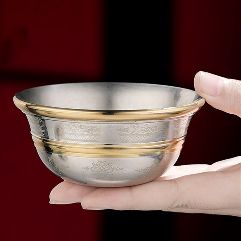 Čistá medená miska na pitie, tantrická priaznivá tibetská pocta, 100 ml pohár svätenej vody, bronzová budhistická misa, darček pre domácnosť, dekorácia