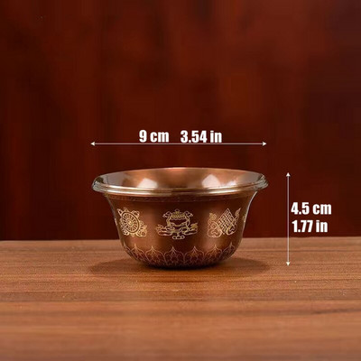Gravírovaná budhistická mosadzná miska na pitie 60ml tibetský poctený pohár na svätenú vodu veľká a malá budhistická misa darčeková dekorácia