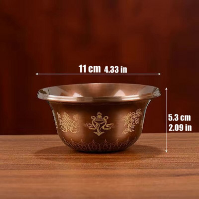 Gravírovaná budhistická mosadzná miska na pitie 60ml tibetský poctený pohár na svätenú vodu veľká a malá budhistická misa darčeková dekorácia