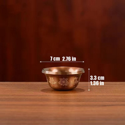 Gravírovaná budhistická mosadzná miska na pitie 60ml tibetský poctený pohár na svätenú vodu veľká a malá budhistická misa darčeková dekorácia