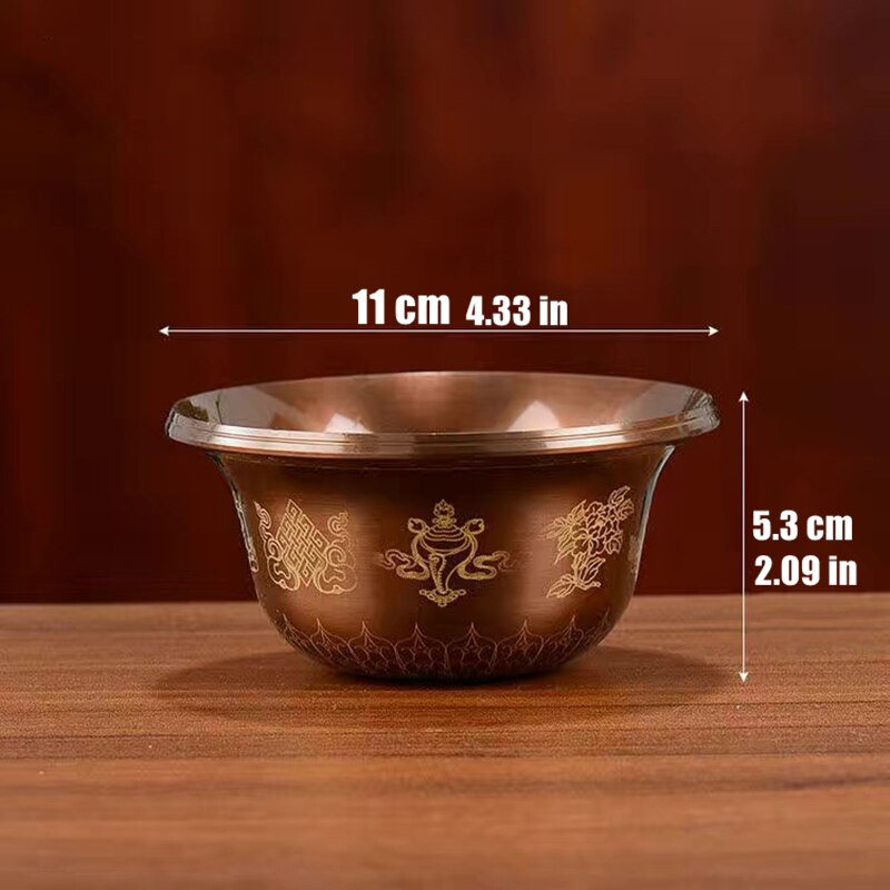 Gravírovaná budhistická mosadzná miska na pitie 60ml tibetský poctený pohár na svätenú vodu veľká a malá budhistická misa darčeková dekorácia