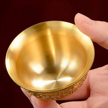 Gold Mini Brass Drinking Bowl Ευοίωνο Θιβετιανό Αφιέρωμα 25ml Χαρακτική Κύπελλο Αγιασμού Νερού Βουδιστικό Μπολ Δώρο Σπίτι Διακοσμητικό