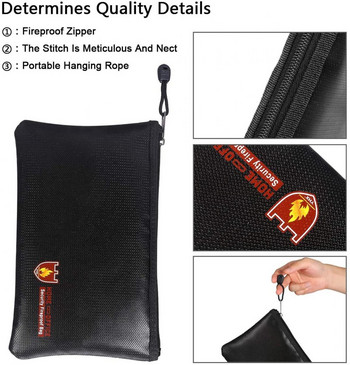 Огнеупорна чанта за документи Безопасна чанта за съхранение с калъф с цип Водоустойчиви чанти за пари Поставка за пликове за файлове за домашен офис Бизнес