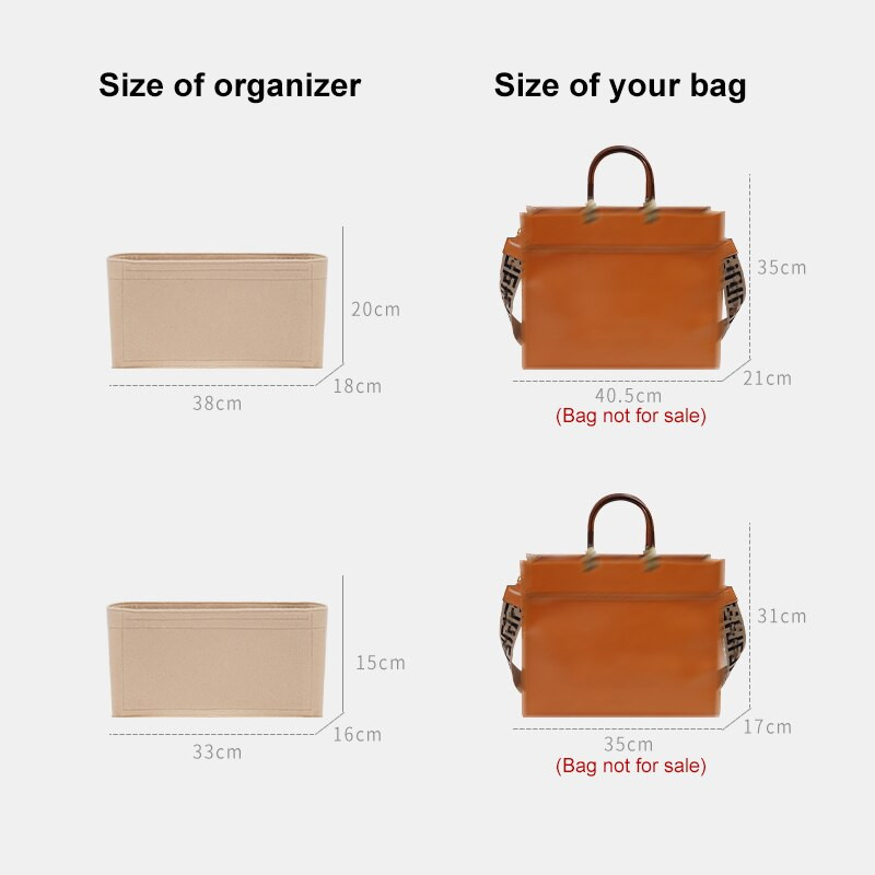 Stornge Organizer Insert For Fendy Sunshine Tote, Felt Makeup Linner Purse φερμουάρ, Inner Shaper Fit Luxury τσάντες για γυναίκες