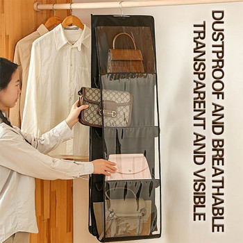 За гардероб Гардероб Прозрачна чанта за съхранение Висяща ръчна чанта Органайзер Стена за врата Прозрачна чанта за обувки с торбичка за закачалка