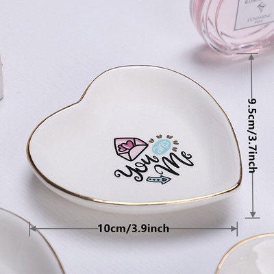 Skandináv kerámia tányér Uzsonna Gyümölcs tányér Női Ékszer Tányér Szerelem Forma Tárolótálca Valentin-napi Otthoni Főzőtál