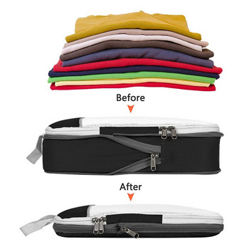 3PCS Компресиран органайзер за съхранение при пътуване Мрежест визуален багаж Преносим кубчета за опаковане Лека чанта за куфар