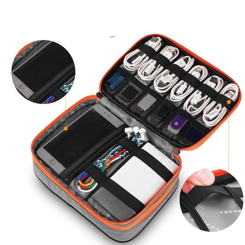 Multifunkčná cestovná úložná taška na digitálne vybavenie, mobilné slúchadlá, USB dátový kábel, úložná taška na gadgety