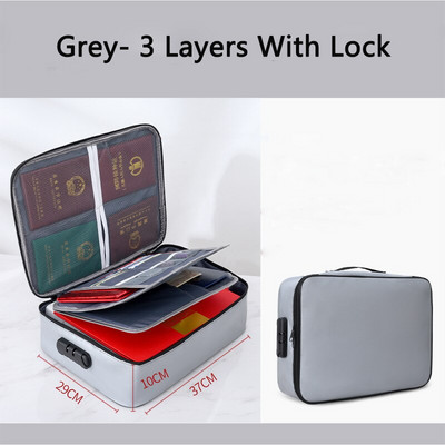 Ugunsdroši somas Ūdensnecaurlaidīgs naudas seifs Monētu organizatora soma komplekts Dokumentu glabāšana Vērtslietām-Valūtas Atslēgas Karte Pase Mājas seifs