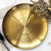 Astrologický svietnik s hviezdnou potlačou, oltárny tanier, dlaždica, veštenie, okrúhly kovový úložný tanier, držiak na sviečky, rituálny tácok