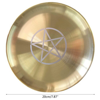 Астрологичен печат на звезди Свещник Маса Олтарна чиния Плочка за гадаене Кръгла метална чиния за съхранение Свещник Ритуален поднос