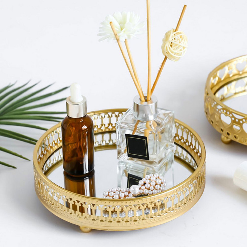 Kerek lakberendezési buli univerzális hálószoba fürdőszoba kijelző nappali dizájn ékszertálca tároló tányér parfüm rendszerező