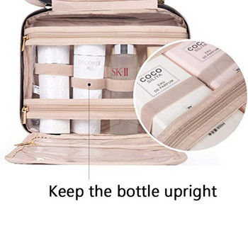 Водоустойчива дамска чанта за съхранение на гримове Пътна чанта за тоалетни принадлежности с кука за закачане Преносима ръчна чанта Органайзер за съхранение при пътуване