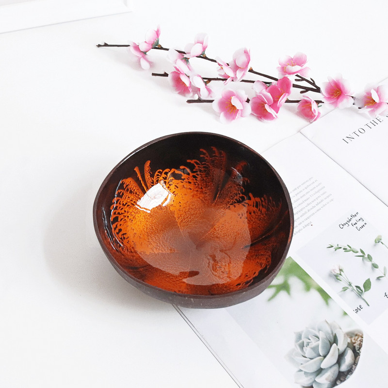 Vietnami stiilis veranda võtmehoidik, maalitud kookospähkli koorega kauss koorega kookospähkli kauss kodukaunistuse hoiukauss