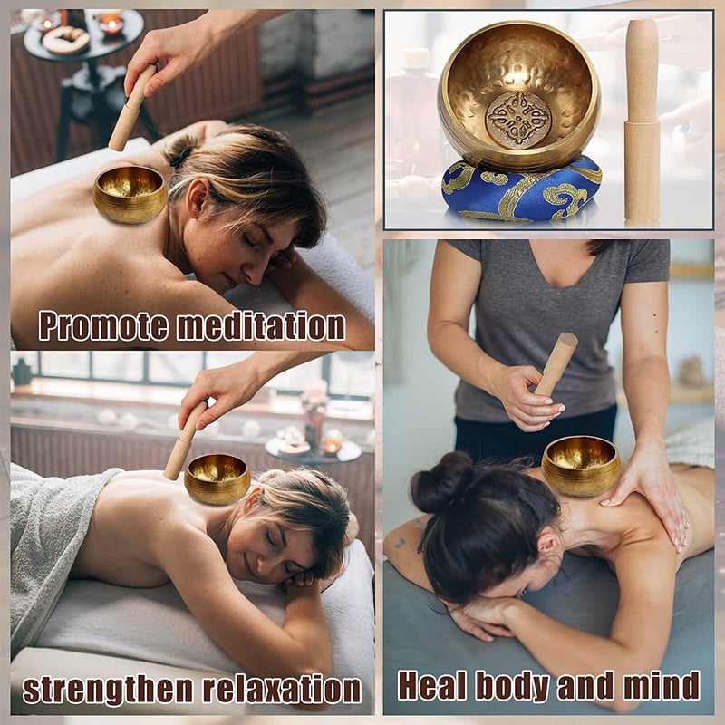 8 cm-es Nepál meditációs tibeti énekestál csatárral és párnával