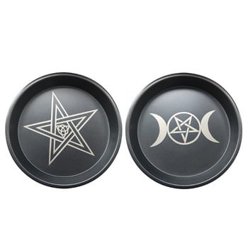 Astrology Moon Star Phase Candlestick Table Altar Plate Steel Candleholder Διακοσμητικός δίσκος αποθήκευσης Divination Wicca