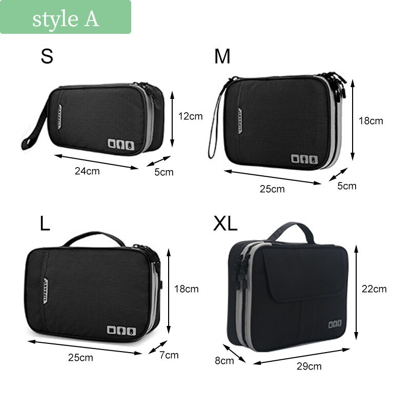 Nešiojamas kelionių duomenų kabelio krepšys Skaitmeninis USB įtaiso organizatorius įkroviklis ausinių laikymo dėžutė U diskas Power Bank užtrauktuku saugojimo krepšys