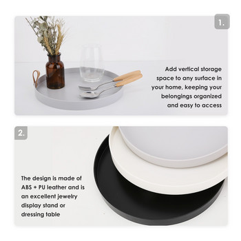 Πλαστικός σκανδιναβικός λευκός στρογγυλός δίσκος κοσμημάτων Σαλόνι Τραπέζι κουζίνας Τραπέζι φαγητού Δίσκοι με δαχτυλίδι Αποθηκευτικός δίσκος καναπέ με διακόσμηση λαβής