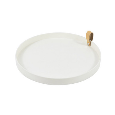 Plastmasas ziemeļvalstu baltā apaļa rotaslietu paplāte Dzīvojamā istaba virtuves galds Ēdienu gredzenu paplātes Uzglabāšanas dīvāna paliktnis ar roktura dekoru