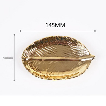 1 τμχ Gloden Ceramic Leaves Plate Tree Leaf Snacks Επιδόρπιο Ασημένιος Δίσκος αποθήκευσης Rose Gold Κεραμικά Κοσμήματα σμάλτο πιάτο