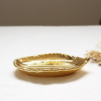 1 τμχ Gloden Ceramic Leaves Plate Tree Leaf Snacks Επιδόρπιο Ασημένιος Δίσκος αποθήκευσης Rose Gold Κεραμικά Κοσμήματα σμάλτο πιάτο