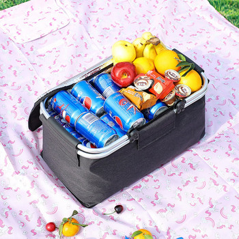 Πολυλειτουργικές πτυσσόμενες τσάντες για πικ-νικ Κάμπινγκ μεσημεριανό γεύμα μεγάλης χωρητικότητας μονωμένο κουτί ψύξης Cool Hamper Εξωτερικό φορητό καλάθι αποθήκευσης