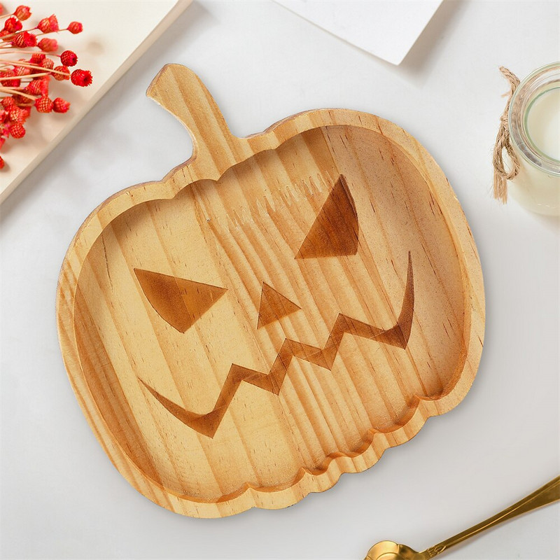 Halloweeni dekoráció Evőeszközök Sütőtök Szellem téma Halloween Fa sütőtök tálca Lakberendezési Vacsora tányér Sütemény