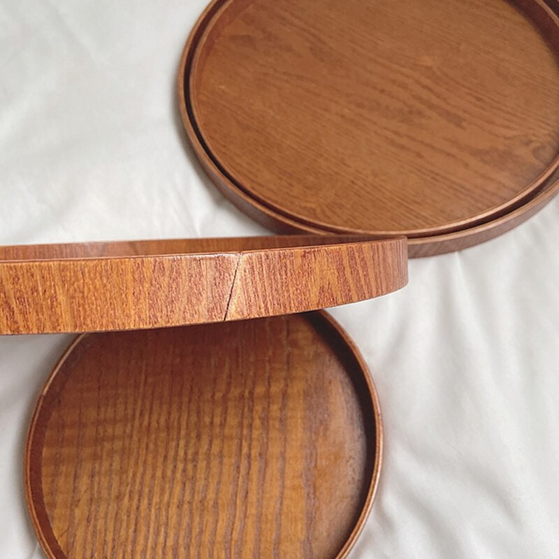 Medinis apvalus padėklas Serviravimo padėklas Dekoratyvinis stalas Centriniai padėklai Užkandžių lėkštės Įvairios vitrinos Ekrano organizatorius Dekoratyvinė darbalaukio lėkštė