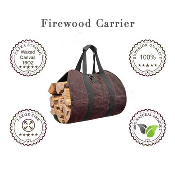 Голяма платнена чанта за дърва за огрев Дървена чанта Къмпинг Държач за къмпинг на открито Чанта за съхранение 95,2x47,0 cm дървена платнена чанта
